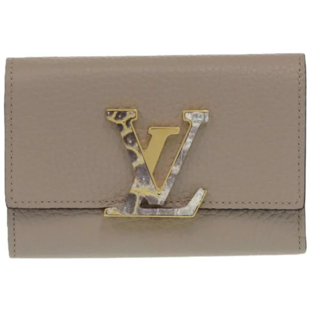 Louis Vuitton Portefeuille Capucines Compact Crocodile Galet Tri fold Wallet LV